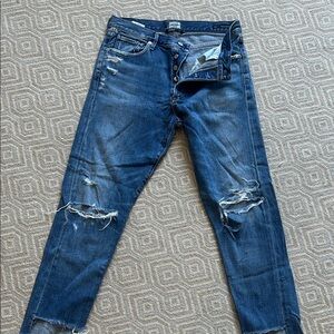 Citizens Of Humanity Blue Distressed Skinny Jeans